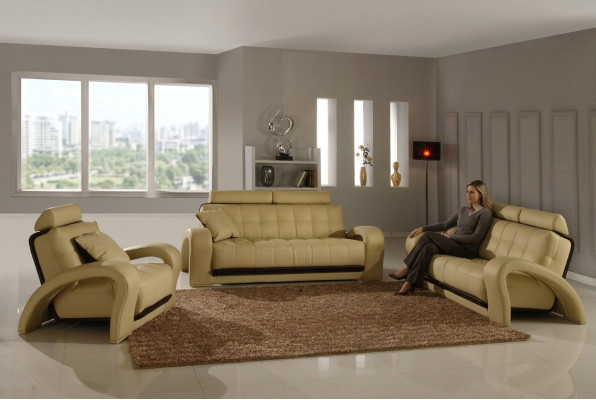 Ledersofa Wohnlandschaft 3+2 Sitzer Garnitur Design Modern Sofa Ledergarnitur