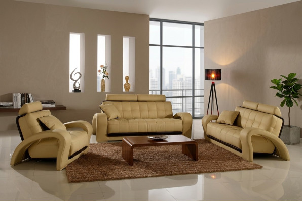 Ledersofa Wohnlandschaft 3+2 Sitzer Garnitur Design Modern Sofa Ledergarnitur