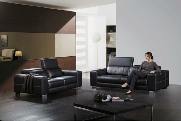 Ledersofa Couch Wohnlandschaft 3+2 Sitzer Garnitur Deko Design Modern Sofa