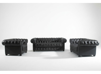 Ledersofa Sitzpolster Garnitur Chesterfield Stühle Design Sofa Couch Garnitur