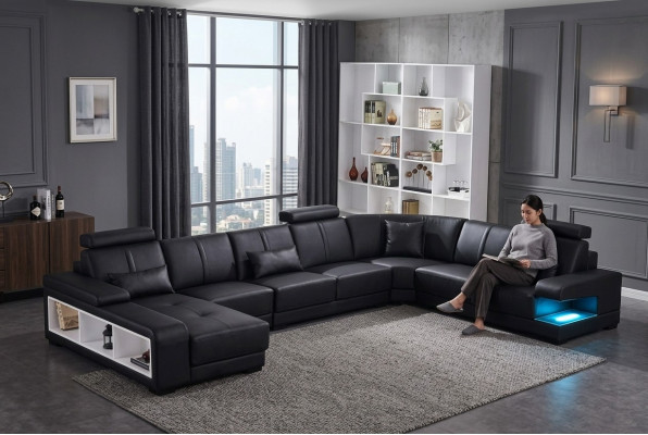 XXL BIG Wohnlandschaft U Form Ecksofa Sofa Couch Polster Deko Garnitur