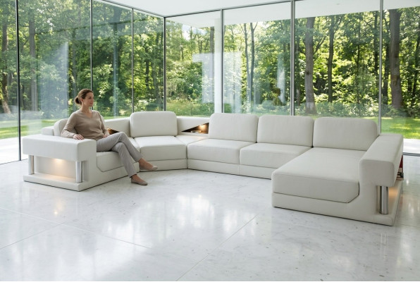 Ledersofa Ecksofa Garnitur Polster U Form Couch Sofa Design