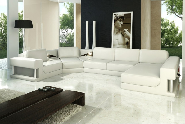 Ledersofa Ecksofa Garnitur Polster U Form Couch Sofa Design