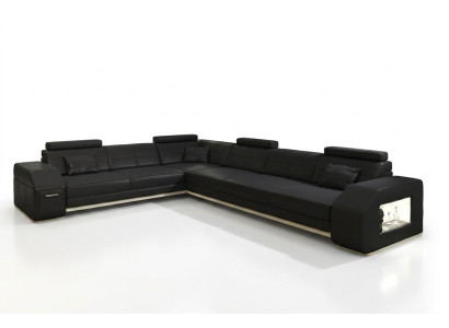 Couch Ecksofa Leder Textil Polster Garnitur Designer Sofa Wohnlandschaft