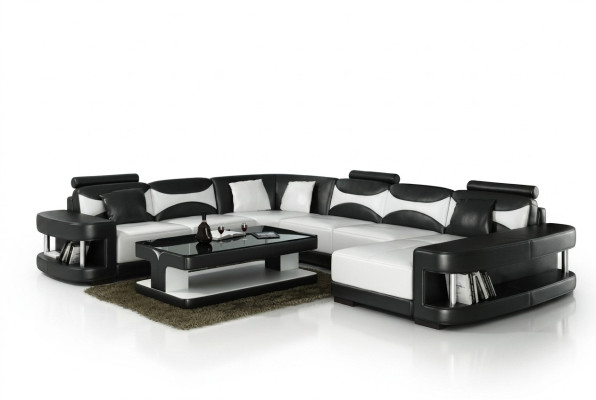 xxl big Wohnlandschaft U Form Ecksofa Sofa Couch Polster Garnitur Leder