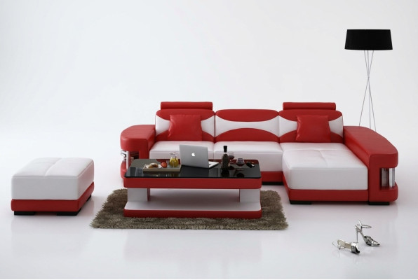 Ledersofa Ecksofa Hocker Garnitur Polster LForm Couch Sofa Design