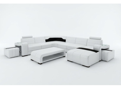 Wohnlandschaft Couch Polster Sitz Garnitur Ecksofa Big Couchen + 2 Hocker