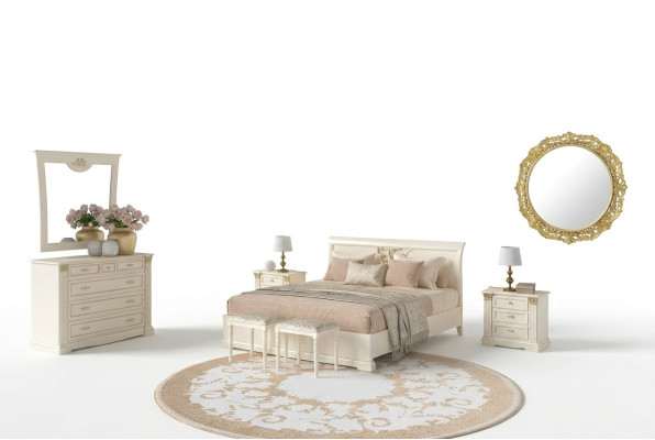 Bett Nachttisch Kommode 7 tlg. Schlafzimmer Set Design Luxus Schlafzimmer Massivholz