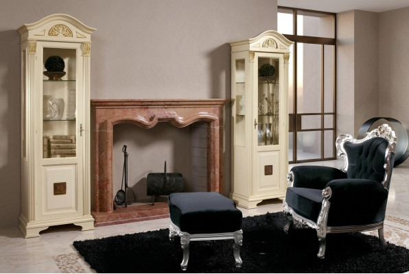 Edle Vitrine Antik Stil Schrank Schaufenster Wohnzimmer Glas Neu Massivholz