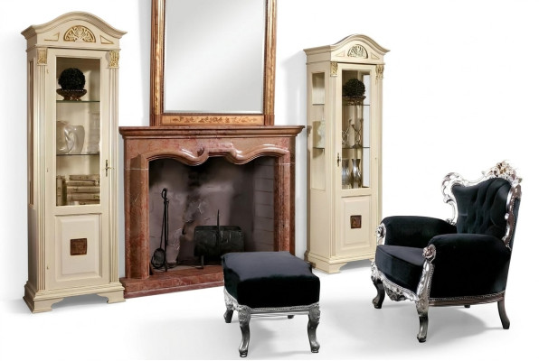 Edle Vitrine Antik Stil Schrank Schaufenster Wohnzimmer Glas Neu Massivholz