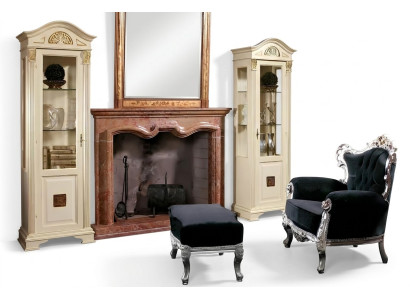Edle Vitrine Antik Stil Schrank Schaufenster Wohnzimmer Glas Neu Massivholz