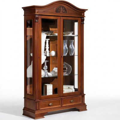 Vitrine Glas Schrank Wohnzimmer Schaufenster 2 Türen Vitrinen Barock