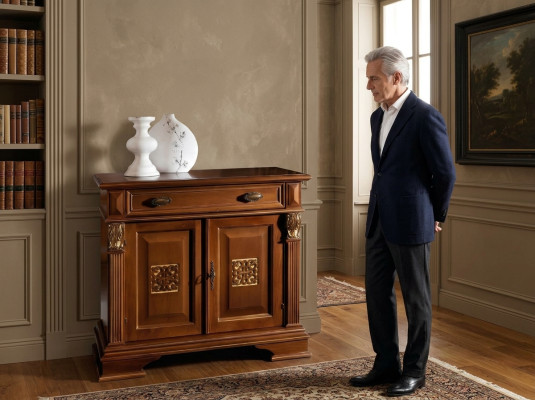 Klassischer Wandschrank Anrichte Holz Buffet Vitrine Luxus Schrank Möbel
