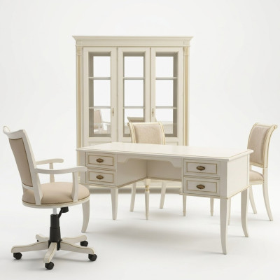 Schreibtisch Set 3tlg. Büro Garnitur Massivholz tisch Chef Sessel Schrank Einrichtung Neu
