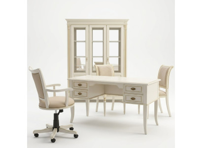 Schreibtisch Set 3tlg. Büro Garnitur Massivholz tisch Chef Sessel Schrank Einrichtung Neu