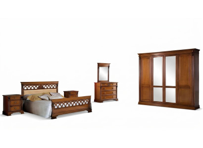 Schlafzimmer Set Komplett Kommode Bett Kleiderschrank Betten Nachtkonsole 6tlg. Massivholz