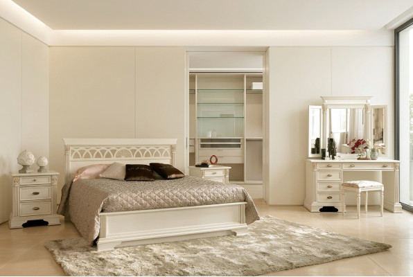 Luxus Schlafzimmer Set 6tlg. Bett 2x Nachttisch Schminktisch Designer Möbel Massivholz