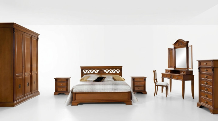 Luxus Schlafzimmer Set 8tlg. Bett + 2x Nachttisch +Schminktisch Designer Möbel Massivholz