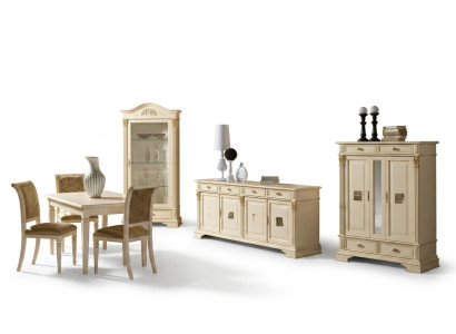 Komplette Esszimmer Garnitur 4x Stühle Anrichte 8tlg. Set Tisch Kommode Gruppe Massivholz