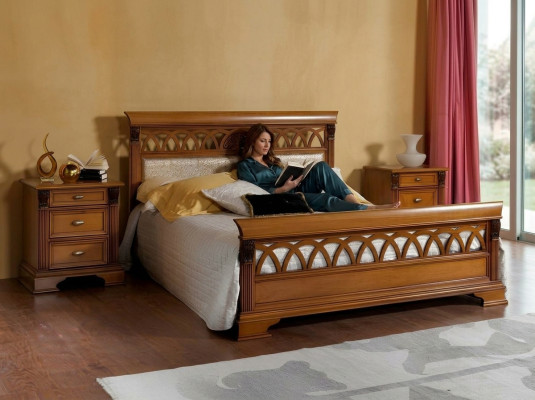 Bett Doppel Hotel Antik Betten 2x Nachttisch Schlafzimmer 3tlg Barock Rokoko Massivholz