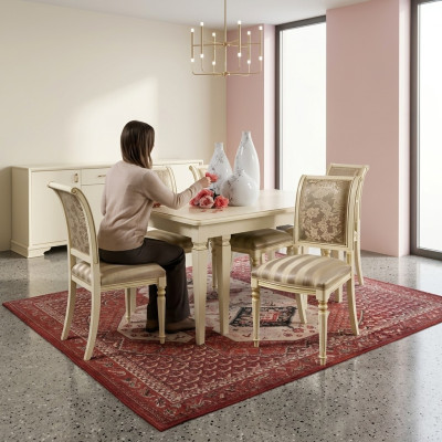 Esstisch Tisch + 4x Stühle Gruppe Esszimmer Massivholz Garnitur 5tlg. Set Möbel