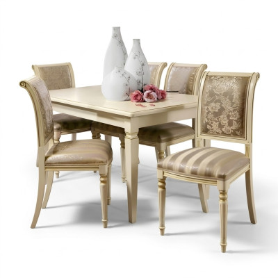 Esstisch Tisch + 4x Stühle Gruppe Esszimmer Massivholz Garnitur 5tlg. Set Möbel