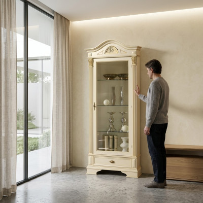 Eck Vitrine Glas Schrank Wohnzimmer Schaufenster 1tür Vitrinen Barock Rokoko Neu
