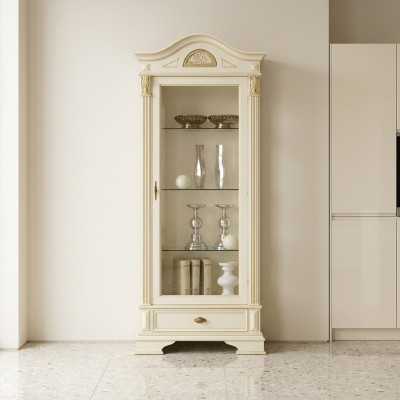 Eck Vitrine Glas Schrank Wohnzimmer Schaufenster 1tür Vitrinen Barock Rokoko Neu