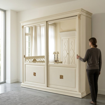 Edler Schrank Luxus Schwebetüren Design Schlaf Zimmer Schränke Kleider Massivholz neu