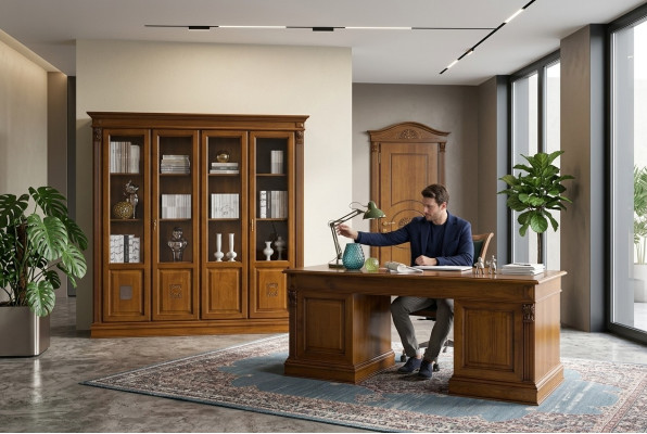 Schreibtisch Büro Tisch Edle Holz Tische Barock Rokoko Antik Stil 185x90cm