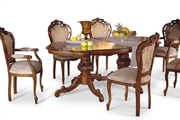 Esstisch Garnitur Tisch 6x Stühle Stuhl Esszimmer Garnitur Gruppe Massivholz 7tlg neu