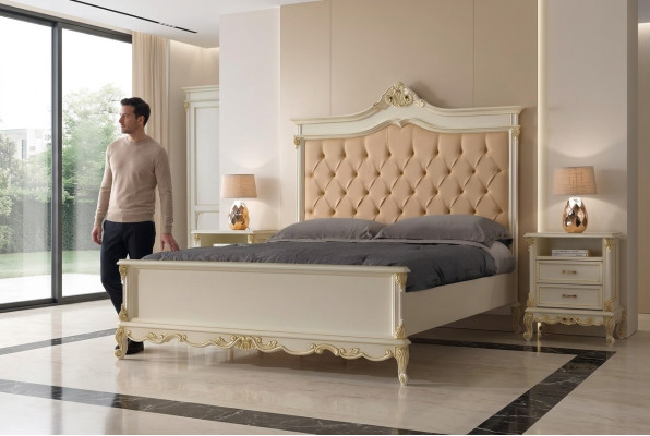 Bett Chesterfield Design Luxus Hotel Betten Massivholz 180x200 Schlaf Zimmer Italien Möbel