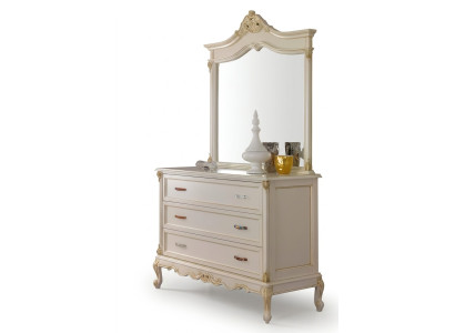 Schlafzimmer Kommode Schrank Klassische Anrichte mit Spiegel Elegante Stil Möbel