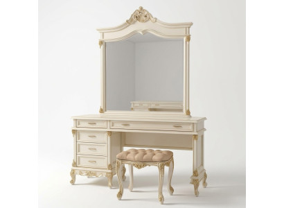 Schminktisch mit Spiegel Luxus Konsole Kommode Schlafzimmer Barock Rokoko Massivholz