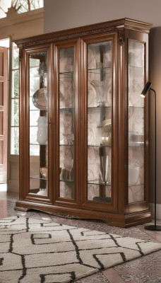 Vitrine Vitrinen Schrank Glasschrank Wohnzimmer Regal Barock Rokoko Echtes Holz