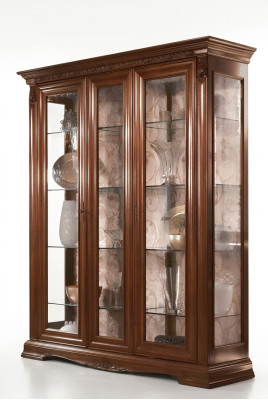 Vitrine Vitrinen Schrank Glasschrank Wohnzimmer Regal Barock Rokoko Echtes Holz
