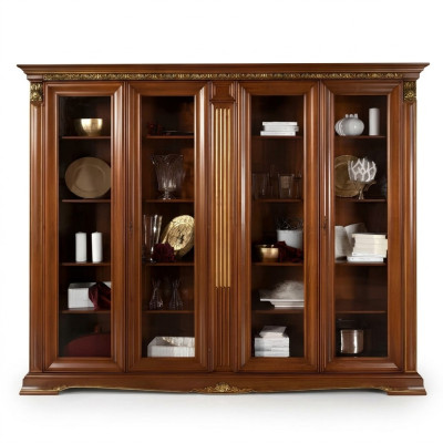 Vitrine Glas Wandschrank Vitrinen Regal Barock Rokoko Italienische Stil Möbel Massivholz