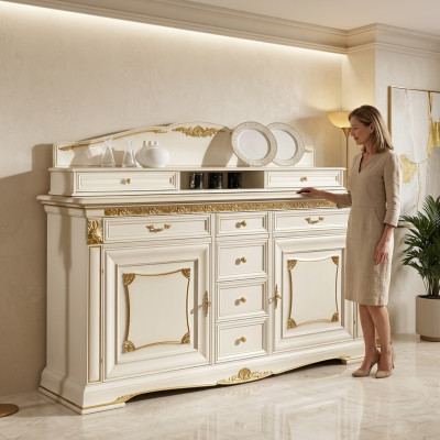 Anrichte Wandschrank Edle Massivholz Buffet Schrank Neu Esszimmer Schränke Barock neu