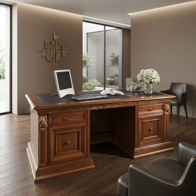 Schreibtisch Büro Tisch Klassischer Designer Office Tische Barock Rokoko Massivholz