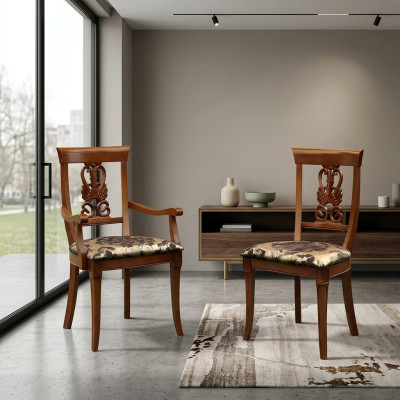 Stuhl Braun Design Wohnzimmer Holz Esszimmer Stühle Polster mit Armlehne