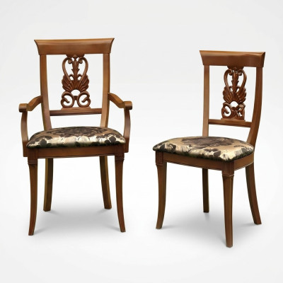 Stuhl Braun Design Wohnzimmer Holz Esszimmer Stühle Polster mit Armlehne