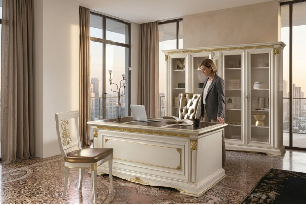 Schreibtisch Büro Tisch Edle Massivholz Tische Barock Rokoko Antik Stil 186x91cm Neu