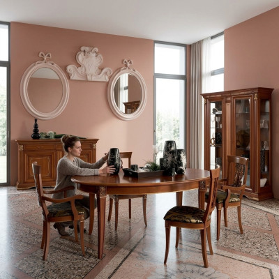 Klassischer Esstisch Tisch Massivholz Esszimmer Garnitur 6x Stuhl mit Armlehne 7 tlg.