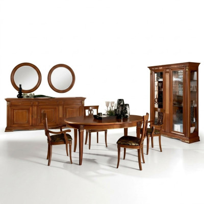 Klassischer Esstisch Tisch Massivholz Esszimmer Garnitur 6x Stuhl mit Armlehne 7 tlg.