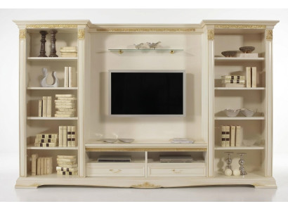 Wohnwand TV-Wand Massivholz Stil Klassische Italienische Wohnzimmer Möbel