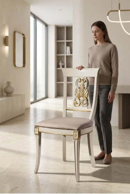 Luxus Design Polster Stuhl Stühle Sitz Lehn Massivholz Esszimmer Barock