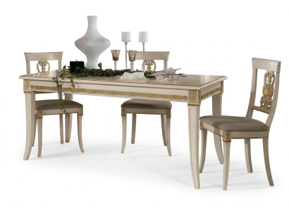Klassischer Esstisch Tisch Massivholz Esszimmer Garnitur + 4x Stuhl Set Stühle Barock