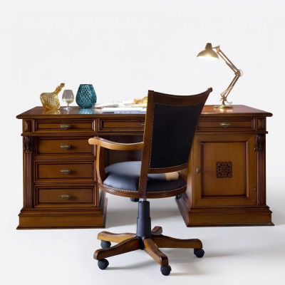 Einrichtung Arbeitszimmer Büro Möbel Tisch Sessel 2tlg Garnitur Barock