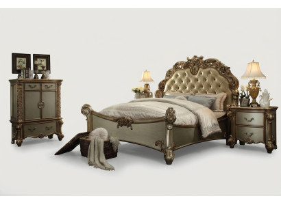 Design Luxus Schlafzimmer Set Bett 2x Nachttische Deko Kommode Garnitur