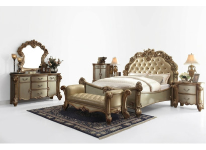 Klassisches Bett Barock Chesterfield Rokoko Stil Doppel Leder Hotel Antik